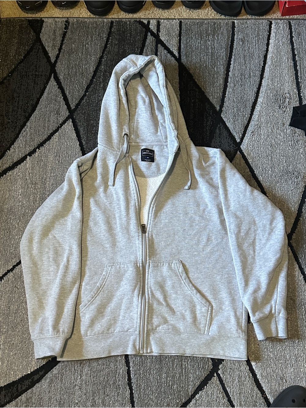 Essentials Light Gray Zip Hoodie with Branded Label